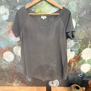 Ag Adriano Goldschmied Gray Fitted Short Sleeve Tee Silk and Cotton